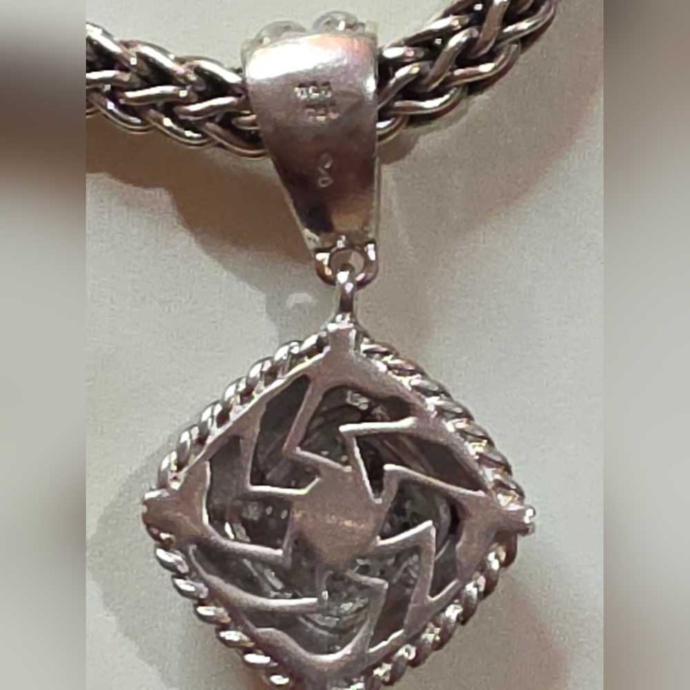 18K GAIL SCOTT GENUINE DIAMOND STERLING SILVER 925 CHAIN & PENDANT 80.95 GR - Picture 6 of 11